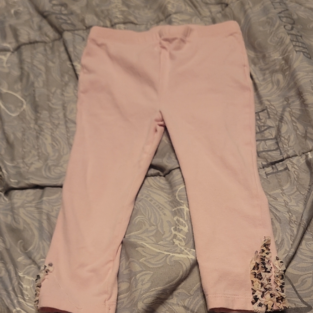 Kids Headquarters Light Pink Leggings with Floral Accents